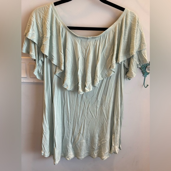 Free People Women's Light Green Ruffle Top - Picture 3 of 5